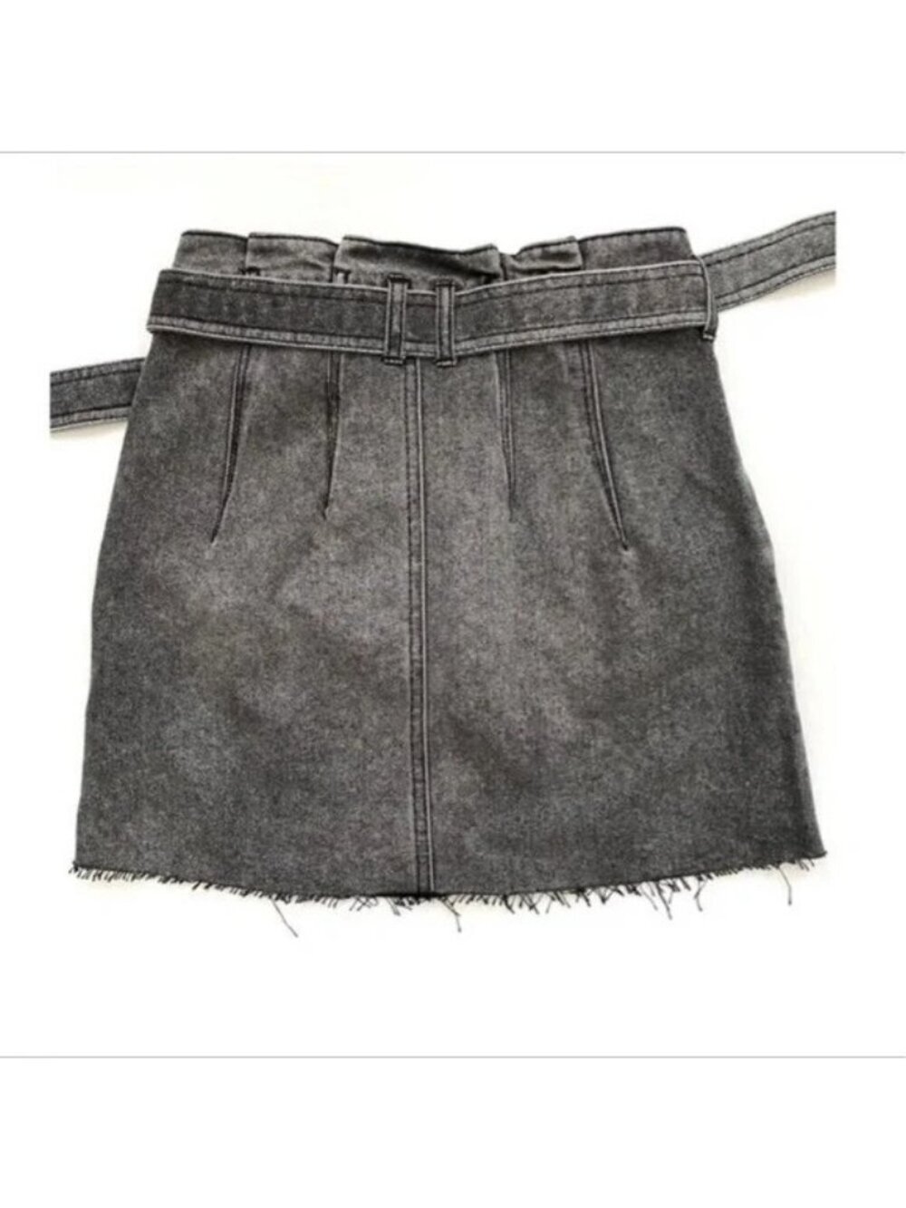 Free People East of Eden Black Denim Belted Mini Skirt - Picture 6 of 11